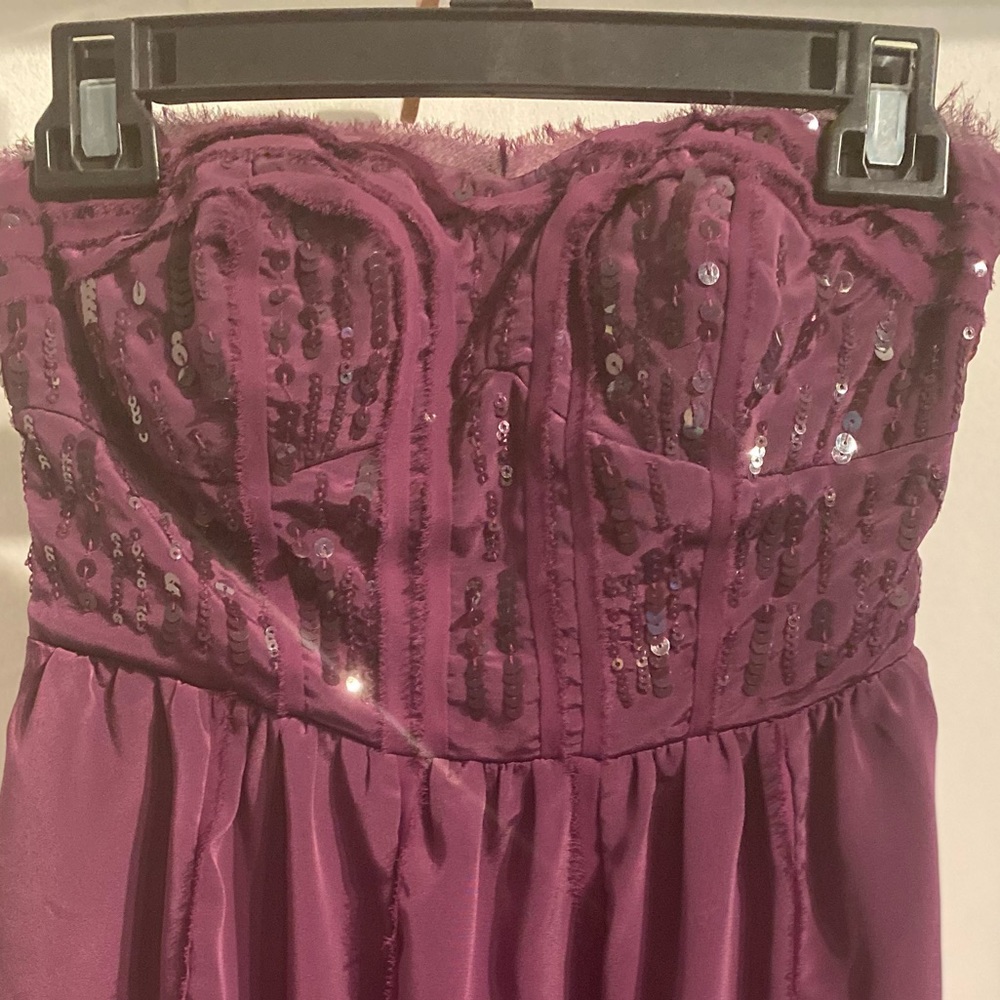 Purple bustier mini dress with sequence